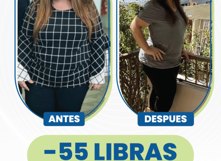 Fotos de comparación del antes y el despues de que una mujer rubia bajara 55 libras en 6 meses